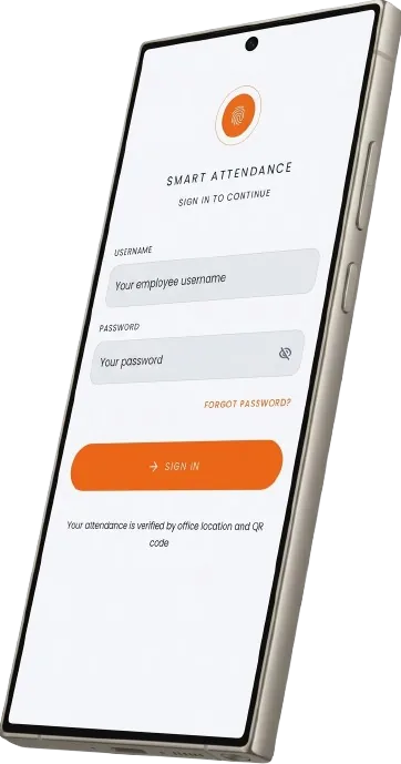 Smart Attendance App employee sign-in screen
